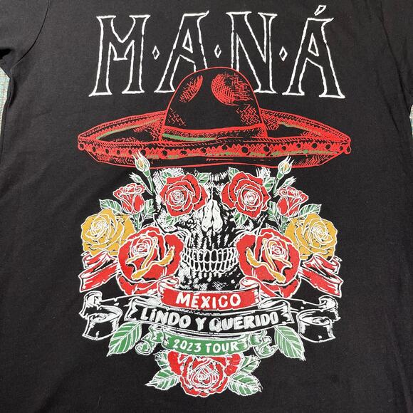 MANA Mexico Lindo Y Querido 2023 Tour Black T Shirt Mens Sz S New - Picture 2 of 7